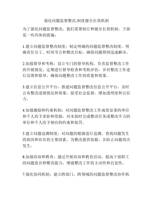 强化问题监督整改,制度健全长效机制