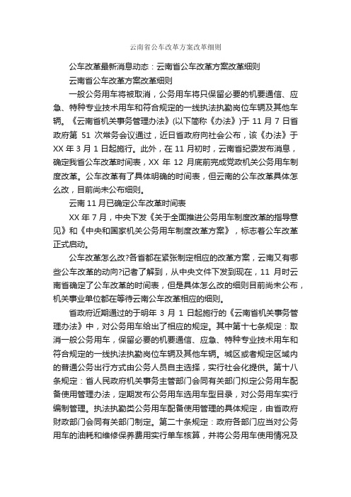 云南省公车改革方案改革细则_规章制度_