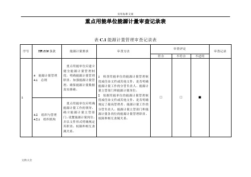 重点用能单位能源计量审查记录簿表