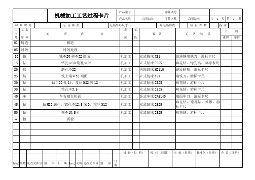 机械加工工艺过程卡片