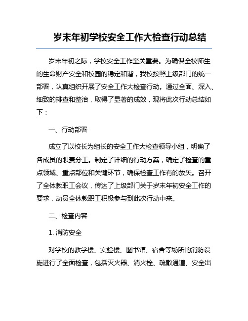 岁末年初学校安全工作大检查行动总结