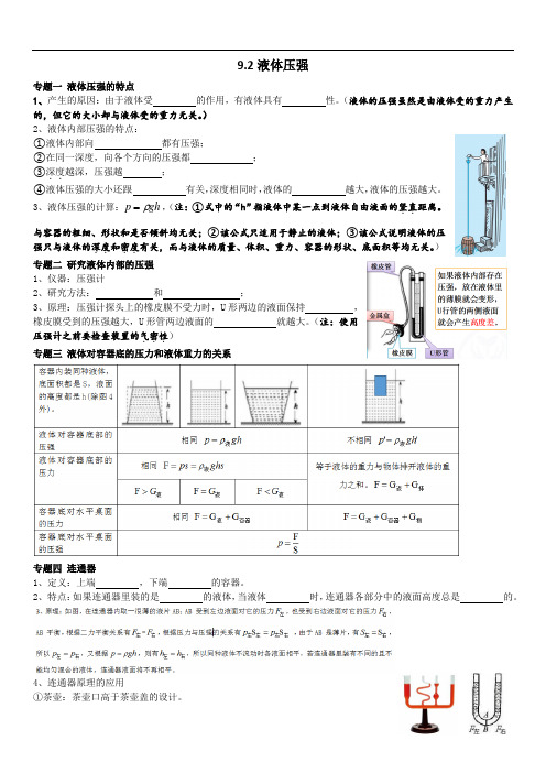 9.2液体压强 复习讲义