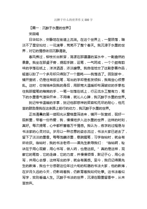 沉醉于什么的世界作文800字_抒情作文_