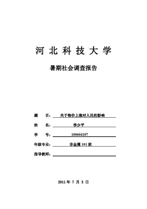 关于物价上涨对人民生活的影响的调查实践报告