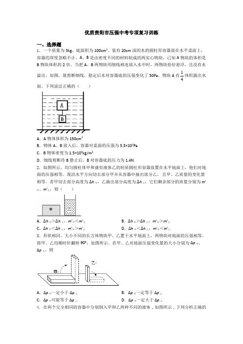 优质贵阳市压强中考专项复习训练