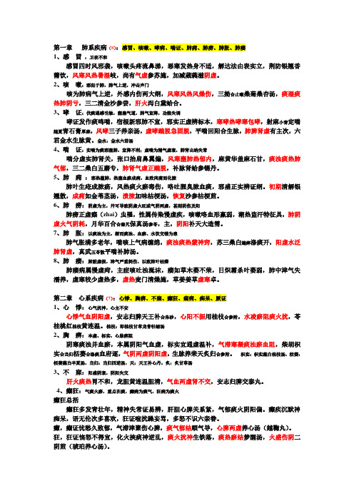 中医内科学方歌汇总