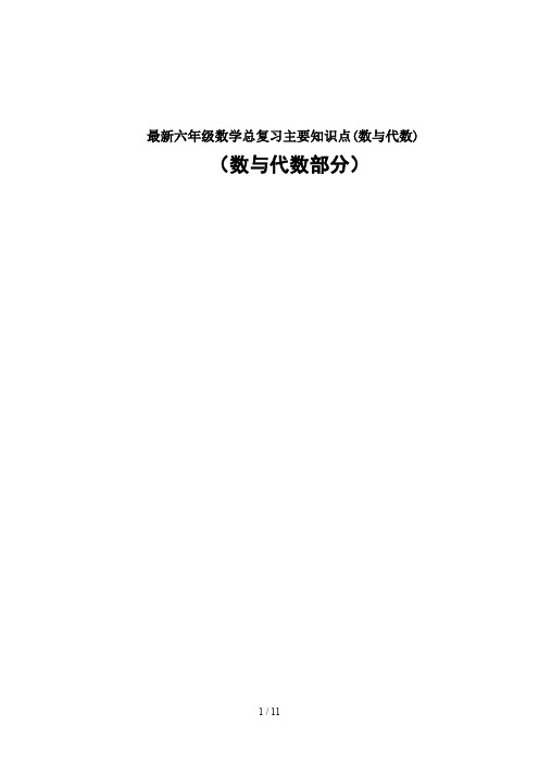 最新六年级数学总复习主要知识点(数与代数)