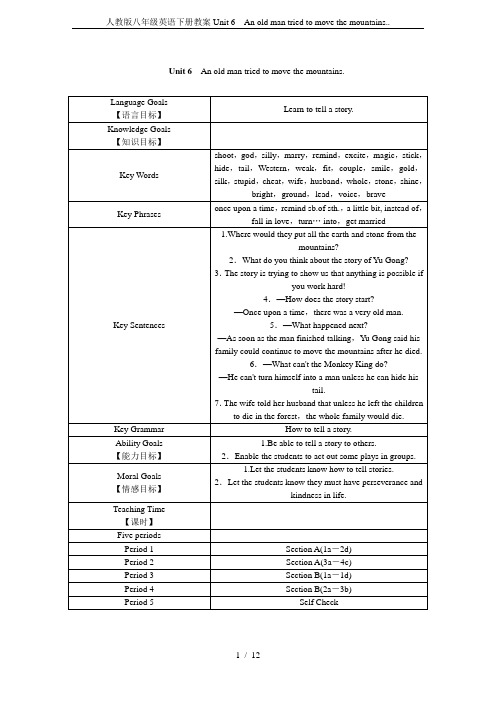 人教版八年级英语下册教案Unit 6 An old man tried to move the mo