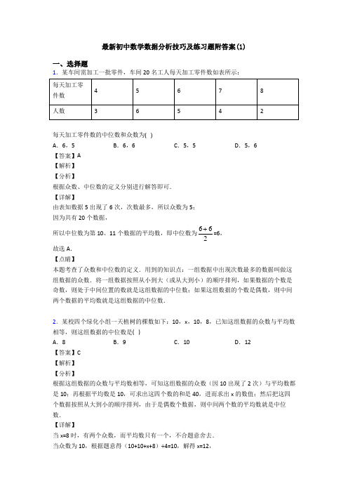 最新初中数学数据分析技巧及练习题附答案(1)