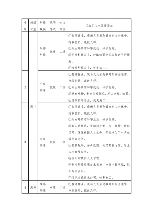 隧道坍塌险情的具体应急救援措施表