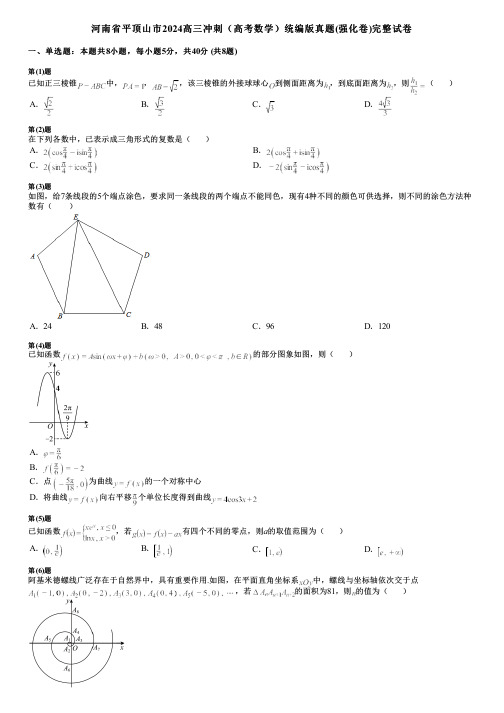 河南省平顶山市2024高三冲刺(高考数学)统编版真题(强化卷)完整试卷