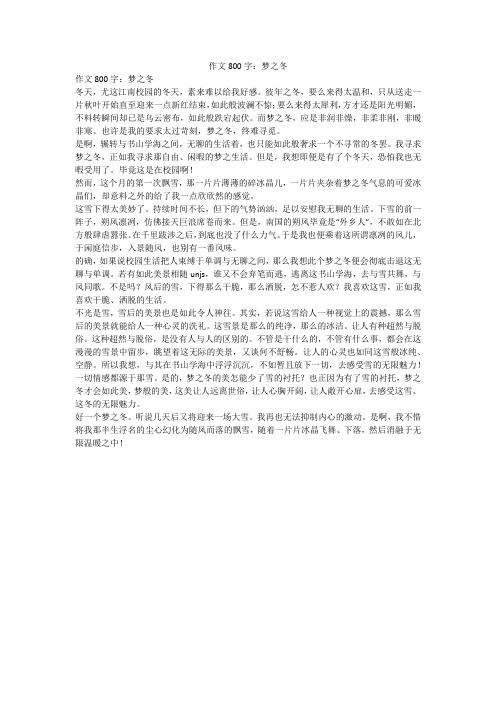 作文800字:梦之冬
