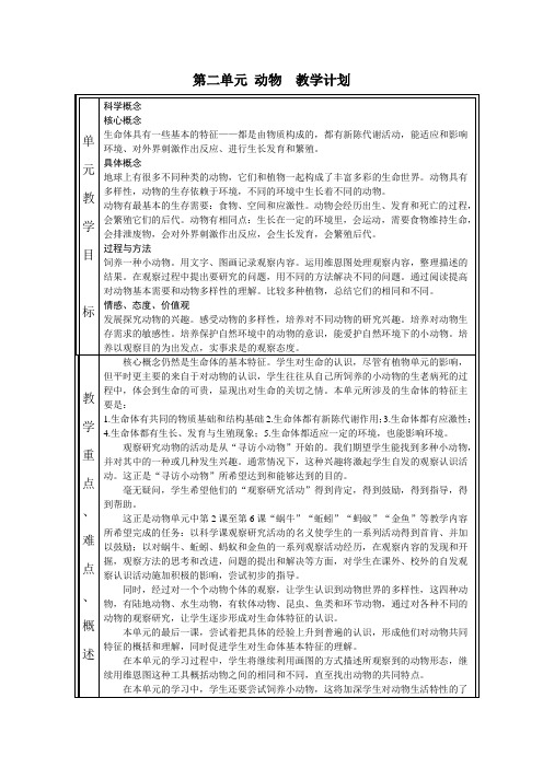 科学三上第二单元教学设计