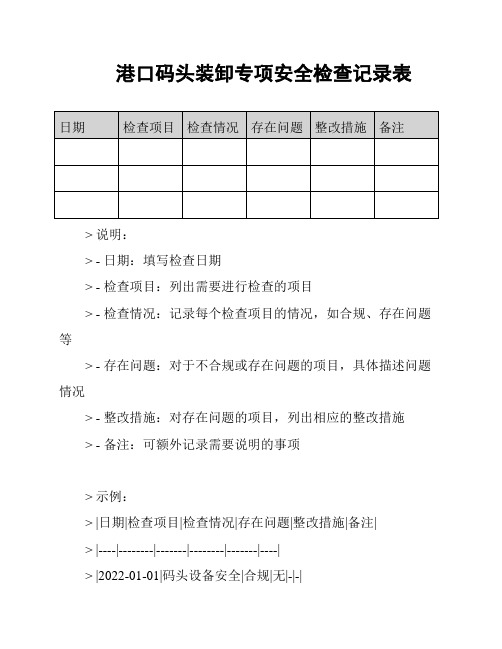 港口码头装卸专项安全检查记录表