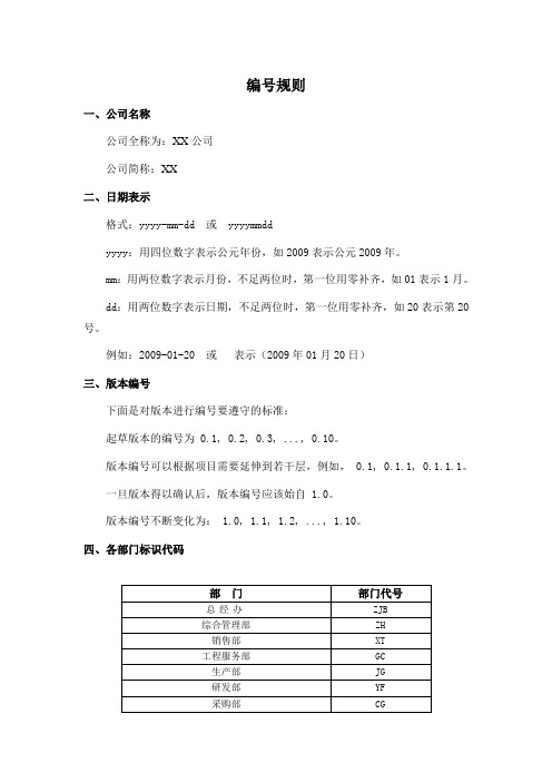 企业文件产品编号标准