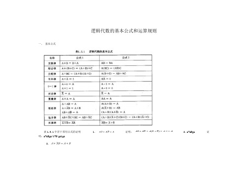 (完整版)逻辑代数的基本公式和运算规则