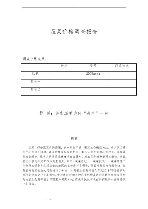 蔬菜价格调查报告(最终稿)