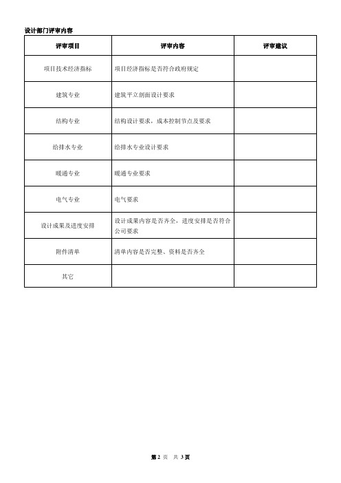 房产公司施工图设计任务书评审表