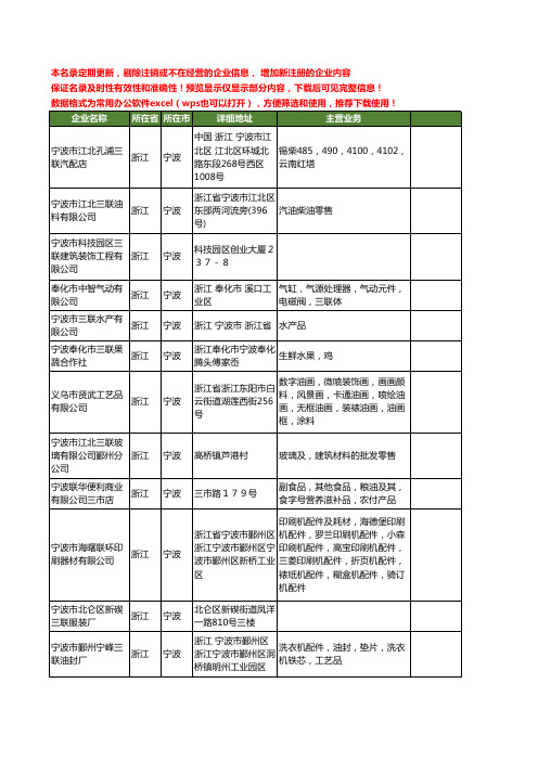 新版浙江省宁波三联工商企业公司商家名录名单联系方式大全202家