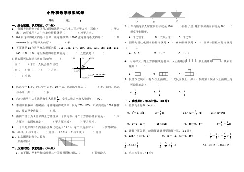 2018年苏教版小升初数学模拟试卷(后附答案)