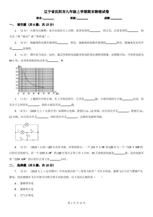 辽宁省沈阳市九年级上学期期末物理试卷