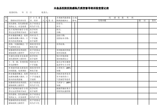 医院感染质控检查登记表