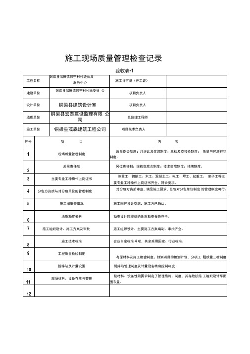 工程验收表培训资料