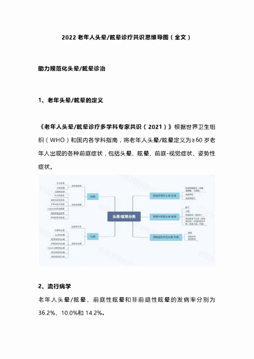 2022老年人头晕眩晕诊疗共识思维导图(全文)