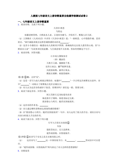 人教版七年级语文上册诗歌鉴赏自检题学能测试试卷2