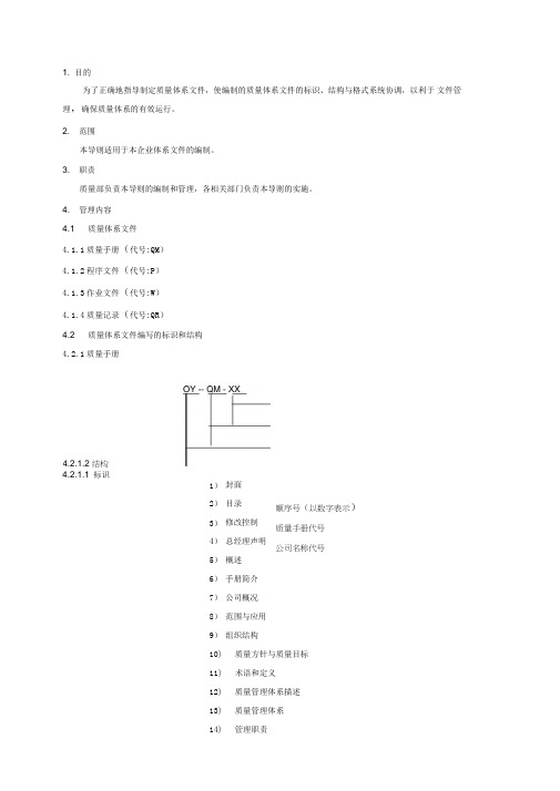 体系文件编号规则