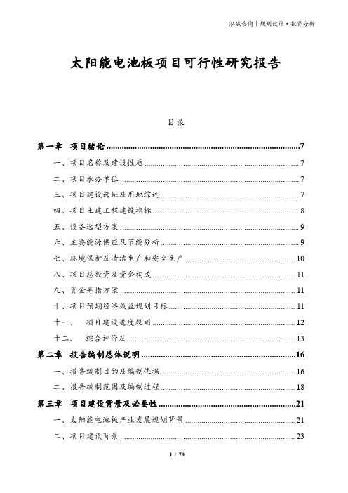 太阳能电池板项目可行性研究报告