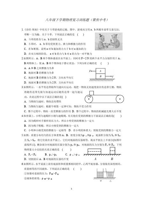 八年级下学期物理力学复习训练题