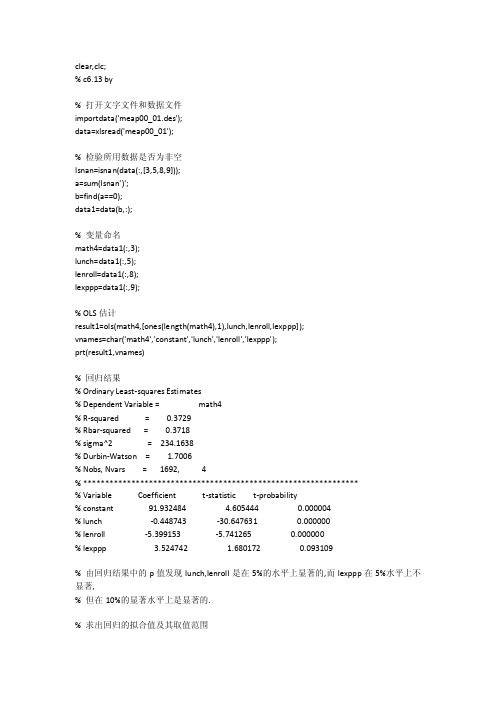 伍德里奇计量经济学导论计算机习题第六章第13题c_613