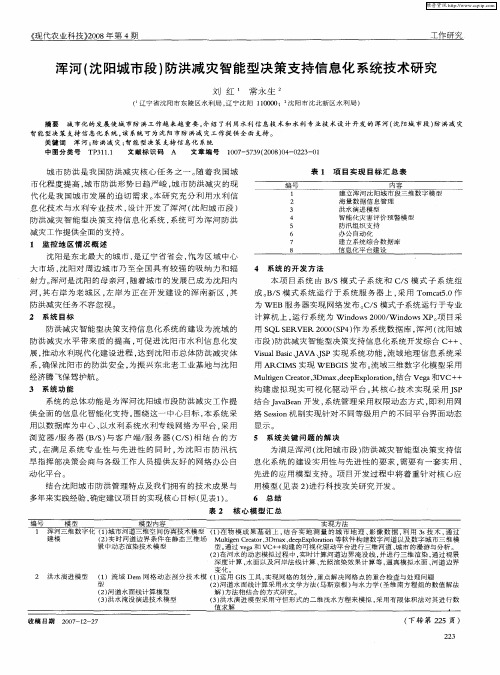 浑河(沈阳城市段)防洪减灾智能型决策支持信息化系统技术研究