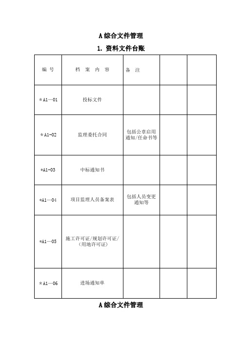 监理资料台账表格(完整版)