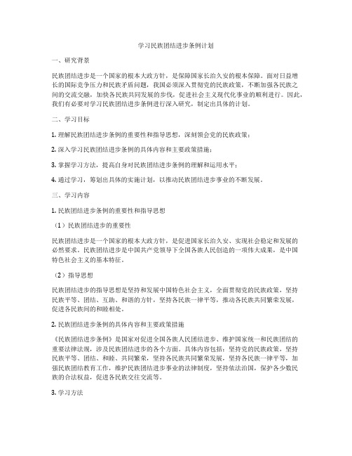 学习民族团结进步条例计划