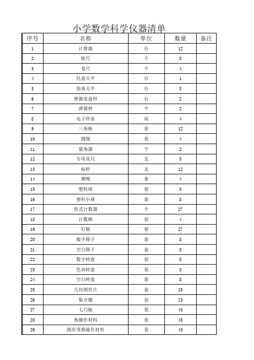 小学数学科学仪器清单