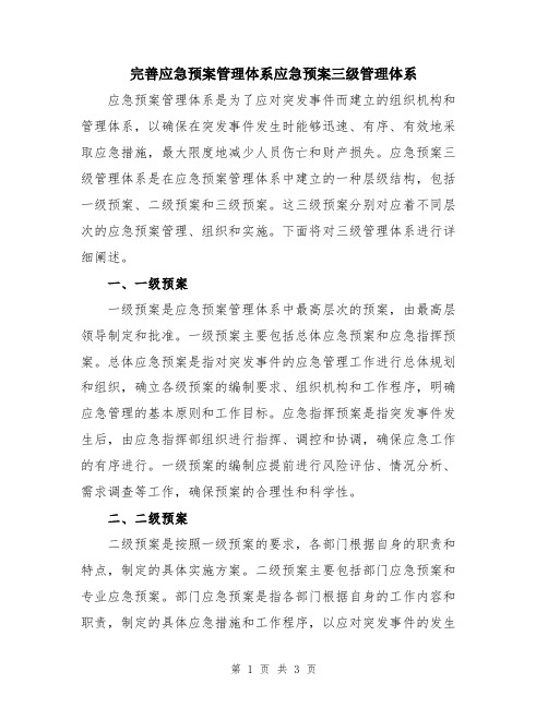 完善应急预案管理体系应急预案三级管理体系