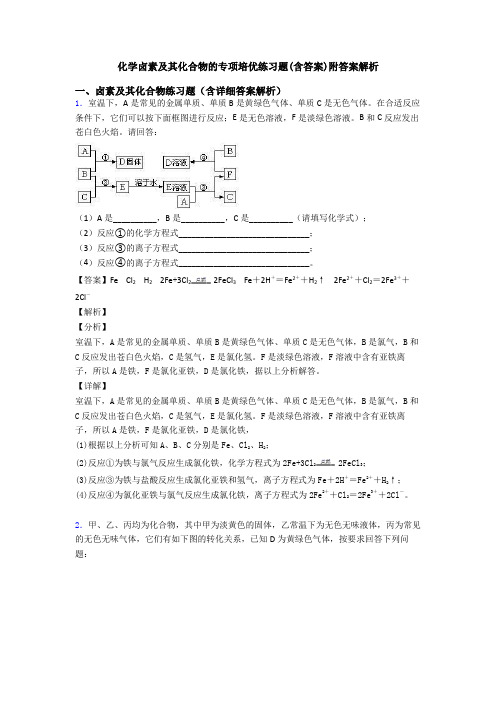 化学卤素及其化合物的专项培优练习题(含答案)附答案解析