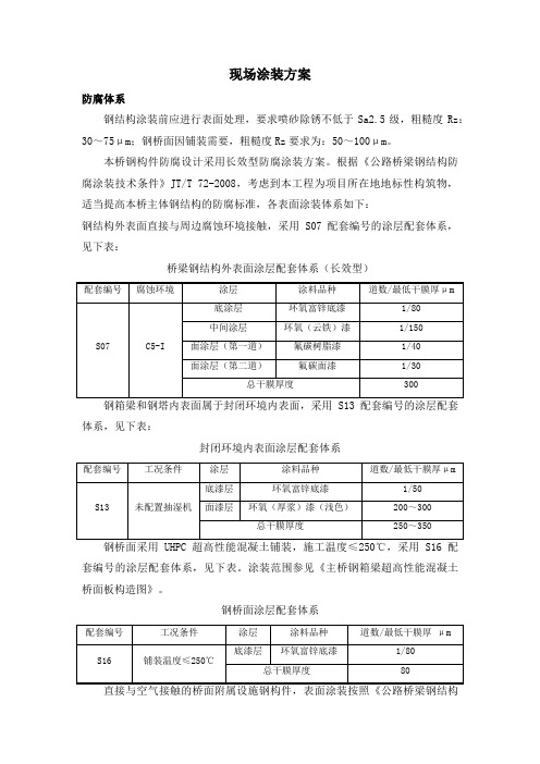 某钢结构工程现场涂装方案