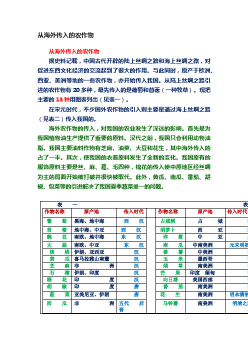 从海外传入的农作物