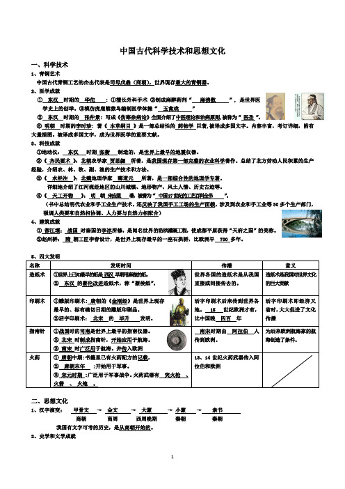 中国古代科学技术和思想文化