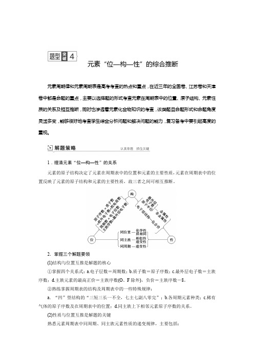 2020高考化学题型突破4  元素“位—构—性”的综合推断