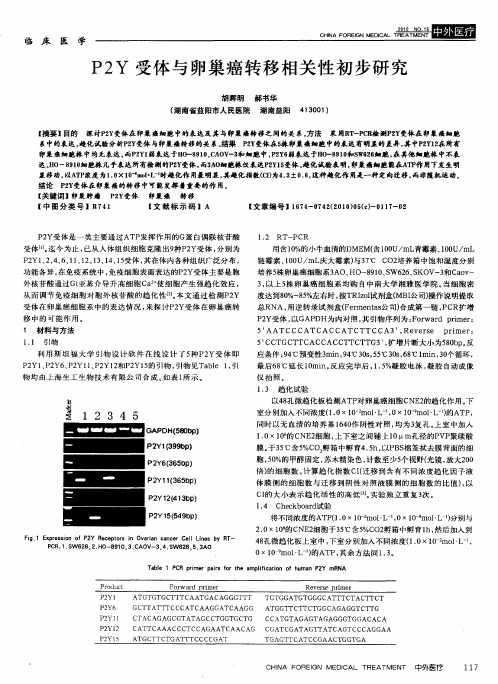 P2Y受体与卵巢癌转移相关性初步研究