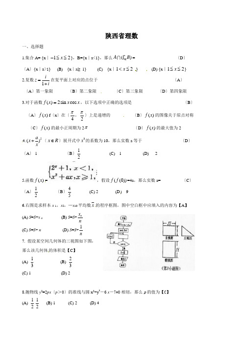 陕西高考数学试题及答案(理科)