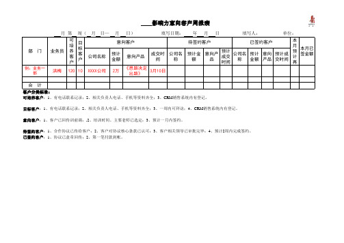 意向统计表模版