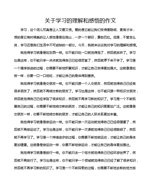 关于学习的理解和感悟的作文