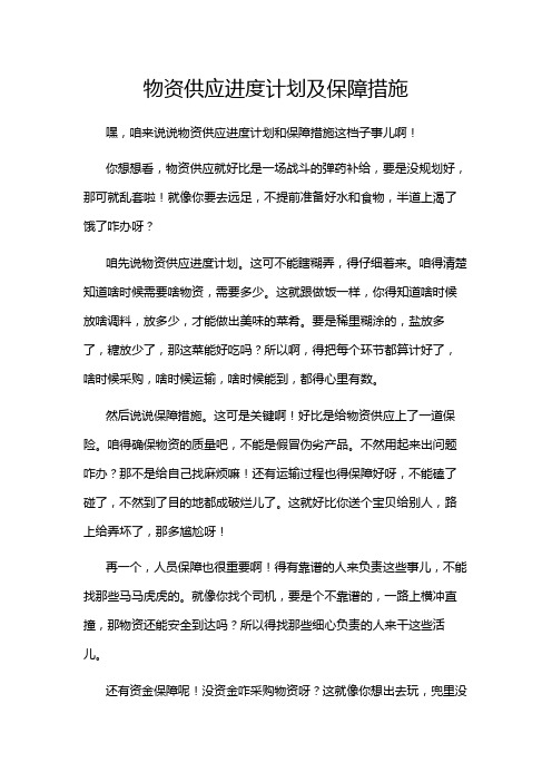 物资供应进度计划及保障措施