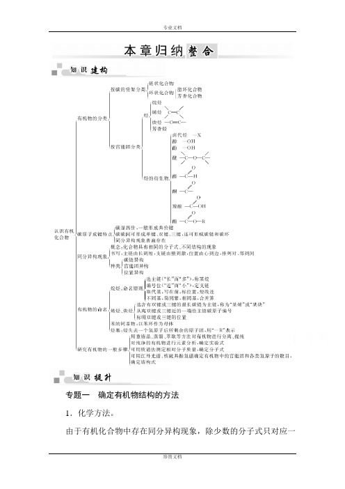 【金版学案】高二化学人教版选修5练习：1章归纳整合 Word版含答案[ 高考]