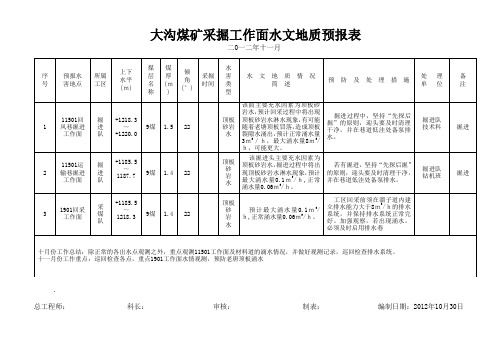 地质及水文地质预报